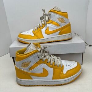 Air Jordan 1 Mid University Gold Yellow Shoes Women Size 6.5 BQ6472-117
